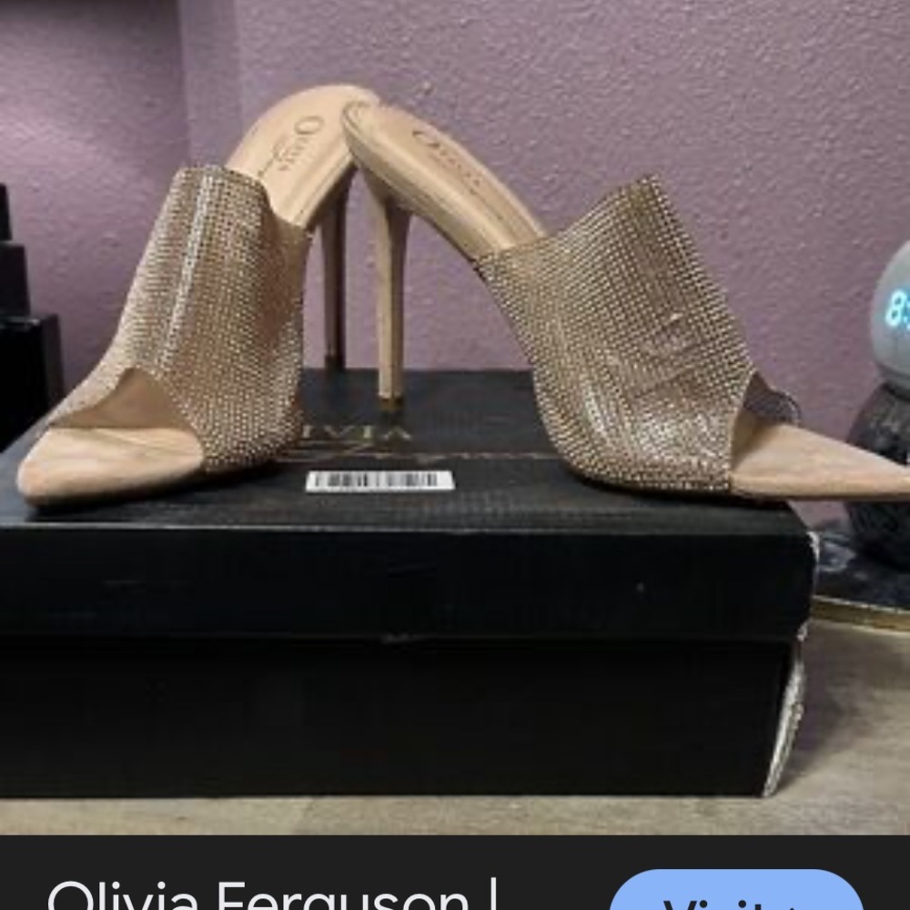 Gold Rhinestone Slide Heels